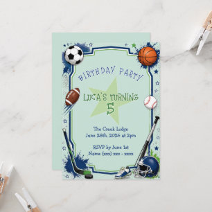 Convite de Aniversário de Esportes para Meninos