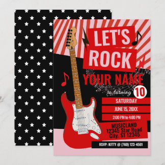 Convite de Aniversário de Estrela do Rock