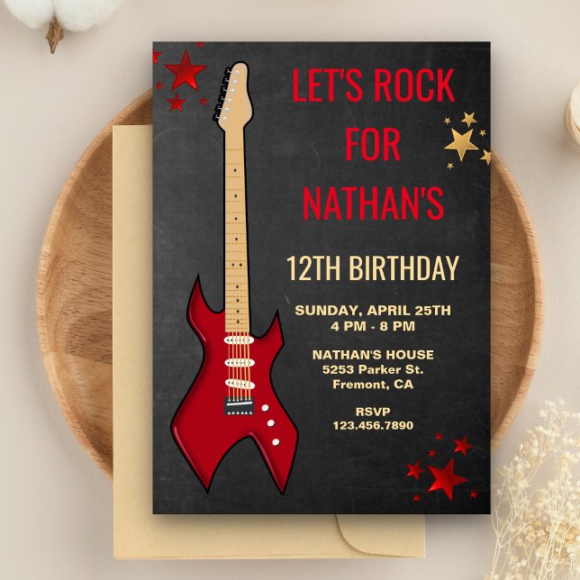Convite de Aniversário de Estrela do Rock com Guit (Criador carregado)