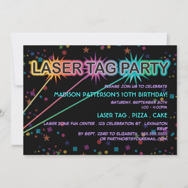 Convite de aniversário de etiqueta laser (Frente)