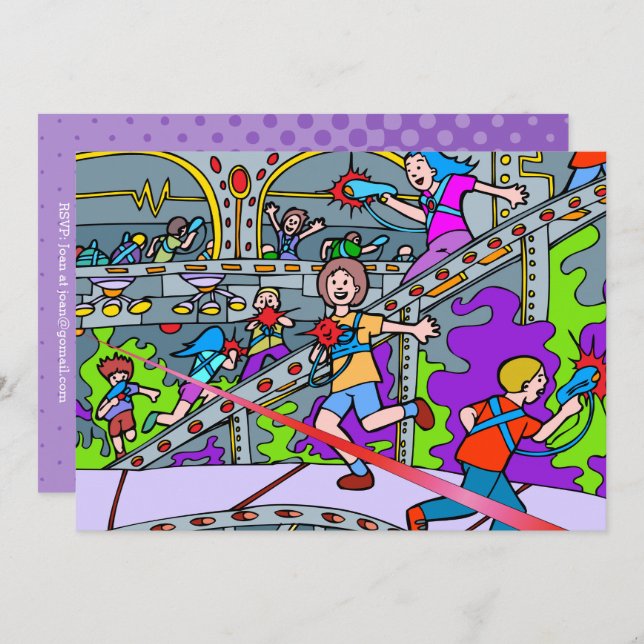 Convite de aniversário de etiqueta laser (Frente/Verso)