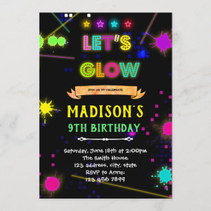 convite de aniversário de etiqueta laser brilhant