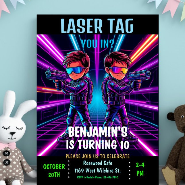 Convite de aniversário de etiqueta laser neon (Criador carregado)