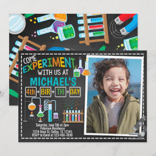 Convite de aniversário de Experiência Científica