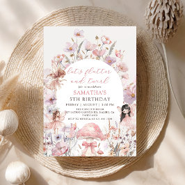 Convite de Aniversário de Fada com Borboleta Flora