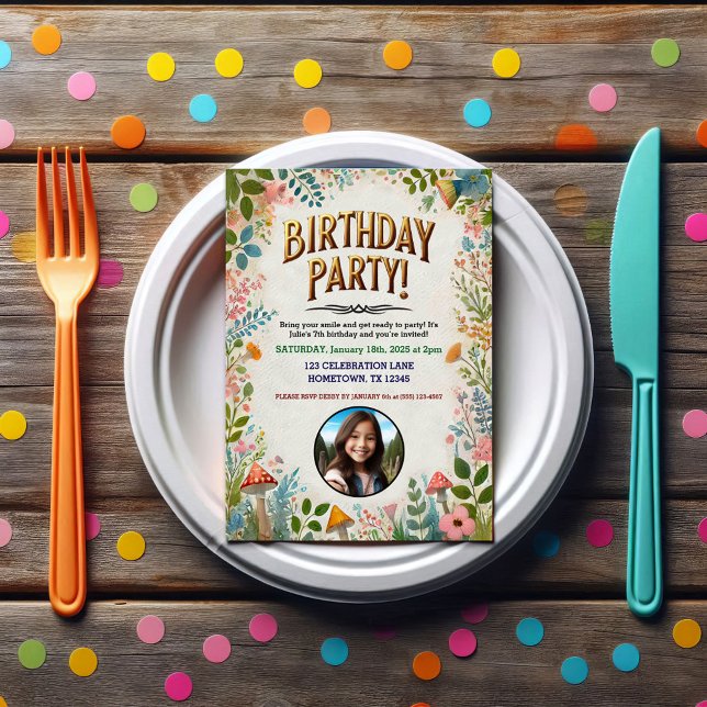 Convite De Aniversário De Fada Fleícola Encantada (Criador carregado)