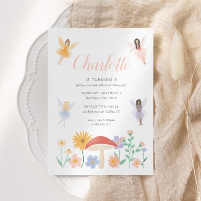 Convite de aniversário De Fada Floral (Criador carregado)