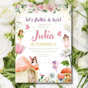 Convite de Aniversário de Fada Floral, Meninas do 