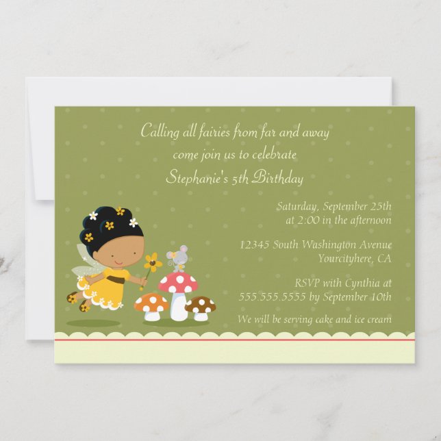 convite de aniversário de fada giro e divertida (Frente)