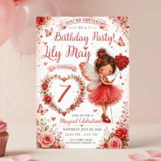 Convite de Aniversário de Fada | Jardim de Rosas E