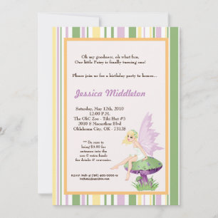 convite de aniversário de Fada para Menina 5x7