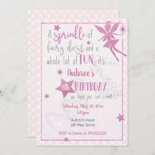 Convite de Aniversário de Fada Rosa