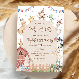 Convite de Aniversário de Fazenda com Animais de Q