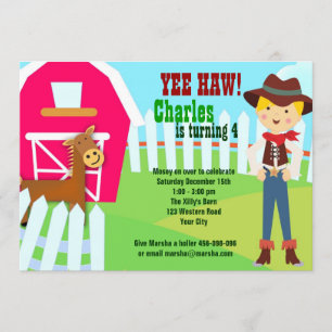 Convite de aniversário de fazenda do Cowboy