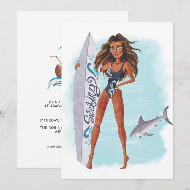 Convite de Aniversário de Férias de Praia de Verão (Frente/Verso)