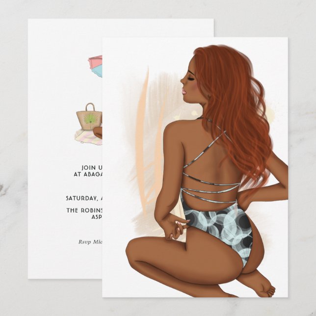 Convite de aniversário de Férias de Praia de Verão (Frente/Verso)