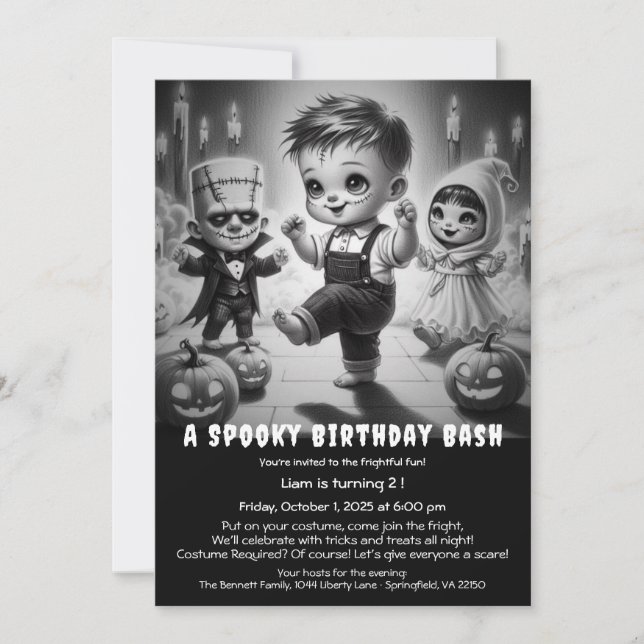 Convite de Aniversário de Festa à Fantasia de Hall (Frente)