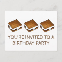 Convite de Aniversário de Festa com Fogueira e S'm