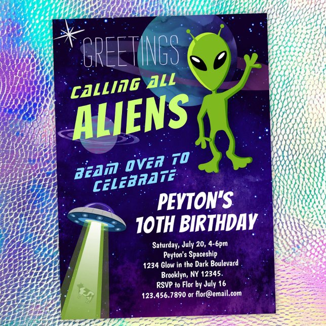 Convite de Aniversário de Festa de Alienígena de O (Criador carregado)