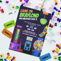 Convite de Aniversário de Festa de Arcade