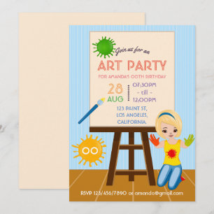 Convite de Aniversário de Festa de Arte