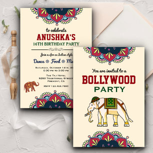 Convite de Aniversário de Festa de Bollywood ao Es
