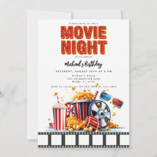 Convite de Aniversário de Festa de Cinema Noturno