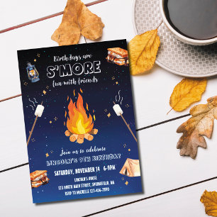 Convite de Aniversário de Festa de Fogueira S'more