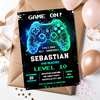 Convite de Aniversário de Festa de Jogador de Vide