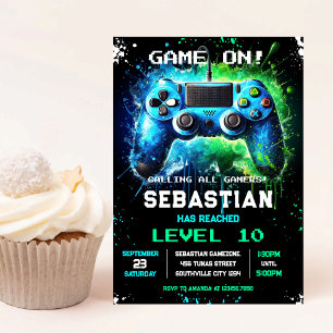 Convite de Aniversário de Festa de Jogador de Vide