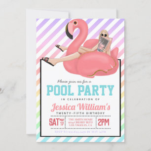 Convite de Aniversário de Festa de piscina