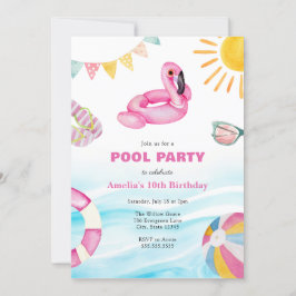 Convite de Aniversário de Festa de piscina