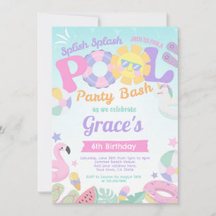 Convite de Aniversário de Festa de piscina