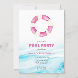 Convite de Aniversário de Festa de piscina