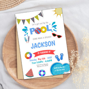 Convite de Aniversário de Festa de piscina
