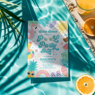 Convite de Aniversário de Festa de piscina