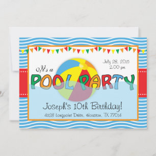 Convite de Aniversário de Festa de piscina