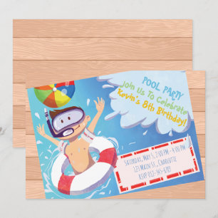 Convite de Aniversário de Festa de Piscina Persona