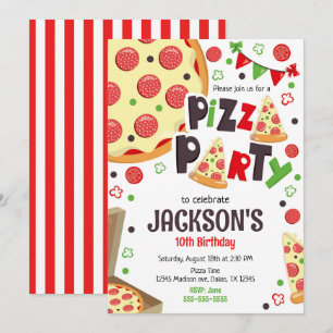 Convite de Aniversário de Festa de Pizza Infantil 