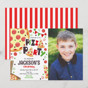 Convite de Aniversário de Festa de Pizza para Cria