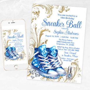 Convite de Aniversário de Festa de Sneaker Bola Do