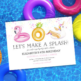 Convite de Aniversário de Festa na Piscina com Boi