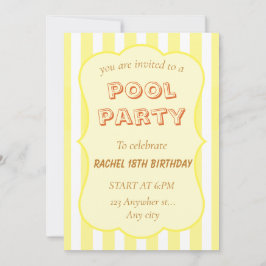 Convite de Aniversário de Festa na Piscina com Fai