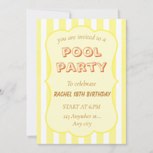 Convite de Aniversário de Festa na Piscina com Fai