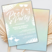 Convite de Aniversário de Festa na Piscina de Verã