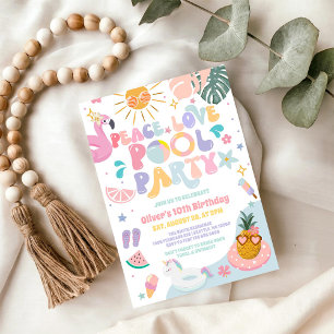 Convite de Aniversário de Festa na Piscina Tropica