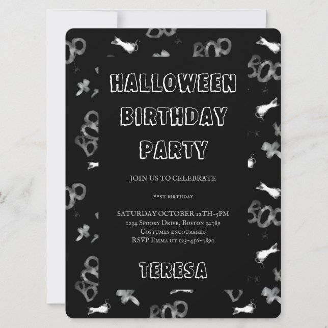 Convite de aniversário de Figuras Feliz de Hallowe (Frente)