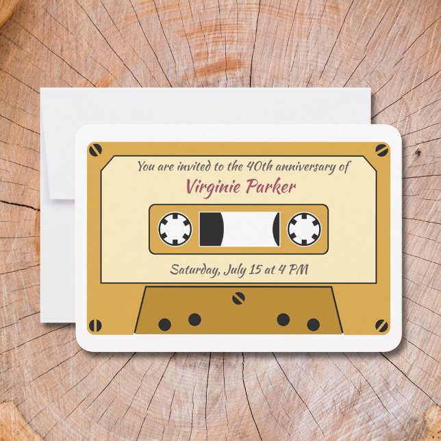 Convite de aniversário de fita cassete (Cassette Tape Birthday Invitation)