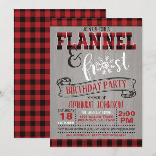 Convite de aniversário de Flanel e Frost - GR