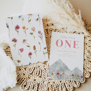 Convite de aniversário de flor selvagem de montanh